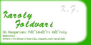 karoly foldvari business card